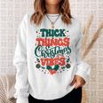 Retro Groovy Thick Things Christmas Vibes Funny Xmas Pajamas Sweatshirt Gifts for Her