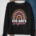 100 Days Brighter Rainbow Happy 100Th Days Leopard Rainbow Men Women Sweatshirt Graphic Print Unisex Gifts for Old Women