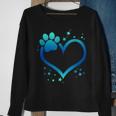 Awesome Blue Paw Print Heart Dog Cat Animal Lovers Sweatshirt Gifts for Old Women