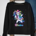Blaire Name Personalized Custom Rainbow Unicorn Dabbing Men Women Sweatshirt Graphic Print Unisex Gifts for Old Women