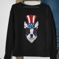 Boston Terrier Uncle Sam Lincoln Beard 4Th Of July Boys Sweatshirt Gifts for Old Women