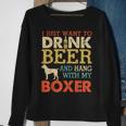 Boxer Dad Drink Beer Hang With Dog Funny Men Vintage Sweatshirt Gifts for Old Women