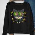 Cool Cat Jester Sunglasses Beads Funny Mardi Gras Carnival Sweatshirt Gifts for Old Women
