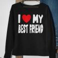 Cute Heart Design - I Love My Best Friend Men Women Sweatshirt Graphic Print Unisex Gifts for Old Women