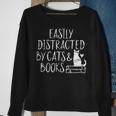 Easily Distracted By Cats And Books - Book Lovers Sweatshirt Gifts for Old Women