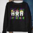 Fat Toothsday Mardi Gras Mask Beads Carnival Funny Dentist Sweatshirt Gifts for Old Women
