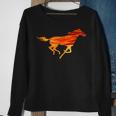 Flammen-Pferd Grafik Sweatshirt in Schwarz, Feuriges Design für Reiter Geschenke für alte Frauen