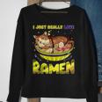 Funny Kawaii Anime Cats Love Ramen Japanese Noodles Men Women Sweatshirt Graphic Print Unisex Gifts for Old Women
