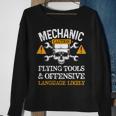 Funny Mechanic Caution Flying Tools And Offensive Language Sweatshirt Gifts for Old Women