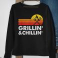 Grilling And Chilling Smoke Meat Bbq Gift Home Cook Dad Men Sweatshirt Gifts for Old Women