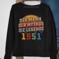 Herren Vintage Der Mann Mythos Die Legende 1951 72 Geburtstag Sweatshirt Geschenke für alte Frauen