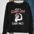 Housekeeping Retro Woman Need A Cleaning Lady Ask Me Sweatshirt Gifts for Old Women
