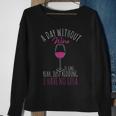 Humorvolles Sweatshirt für Weintrinker - Ein Tag ohne Wein in Schwarz Geschenke für alte Frauen