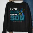 I Wear Blue For My Son Autism Awareness Month Mom Dad Sweatshirt Gifts for Old Women