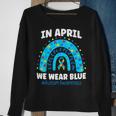 In April We Wear Blue Rainbow Autism Awareness Month Be Kind Sweatshirt Gifts for Old Women