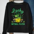 Lucky To Be A Softball Player St Patricks Day Lucky Clover Sweatshirt Gifts for Old Women