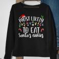 Most Likely To Eat Santas Cookies Christmas Family Matching V2 Men Women Sweatshirt Graphic Print Unisex Gifts for Old Women