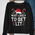 Most Likely To Get Lit Drinking Funny Family Christmas Xmas Men Women Sweatshirt Graphic Print Unisex Gifts for Old Women