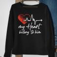 My Heart Belong To Him Couple Awesome Funny Valentine Sweatshirt Gifts for Old Women