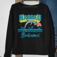 Nassau Bahamas Sunset Palm Tree Dolphin Retro Vacation Sweatshirt Gifts for Old Women
