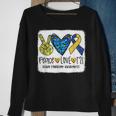 Peace Love T21 Cure Blue Yellow Down Syndrome Awareness Sweatshirt Gifts for Old Women