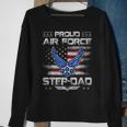 Proud Air Force Step-Dad Veteran Vintage Flag Veterans Day Sweatshirt Gifts for Old Women