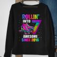 Rollin Into 7 Awesome 2016 Roller Skating 7Th Birthday Girls Sweatshirt Gifts for Old Women