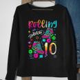 Rolling Into 10Th Birthday Leopard Roller Skates 10 Yrs Old Sweatshirt Gifts for Old Women