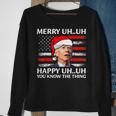 Santa Joe Biden Confused Merry Uh Uh Christmas America Flag V3 Men Women Sweatshirt Graphic Print Unisex Gifts for Old Women