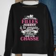 Schwarzes Damen-Sweatshirt mit Jagd-Motiv, Französischer Spruch Geschenke für alte Frauen