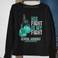 Sexual Assault Awareness Month Boxing Gloves Teal Ribbon Sweatshirt Gifts for Old Women