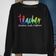 Teacher Life Happy Teachers Day Leopard Rainbow Women Men Sweatshirt Gifts for Old Women