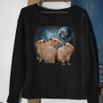 Three Capybaras And Moon Funny Capybara Humor Parody Sweatshirt Gifts for Old Women
