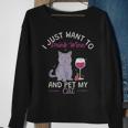 Trinke Wein Und Streichle Meine Katze Sweatshirt Geschenke für alte Frauen