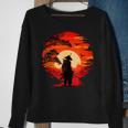 Vintage Japanese Samurai Fighter Martial Arts Retro Sunset Sweatshirt Gifts for Old Women