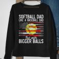 Vintage Softball Dad Like A Baseball Dad Us Flag Fathers Day Sweatshirt Gifts for Old Women