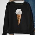 White Fluffy Cat Sitting In The Ice Cream Cone Sweatshirt Gifts for Old Women