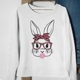 Cute Bunny Rabbit Face Leopard Glasses Girl Happy Easter Day Sweatshirt Gifts for Old Women