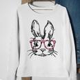 Cute Bunny With Glasses Leopard Print Easter Bunny Face Sweatshirt Gifts for Old Women