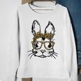Funny Cute Bunny Wearing Glasses Leopard Easter Day Sweatshirt Gifts for Old Women