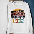 Herren Vintage Der Mann Mythos Die Legende 1932 91 Geburtstag Sweatshirt Geschenke für alte Frauen