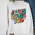 Jesus Loves You Retro Vintage Groovy Style Men Womens Sweatshirt Gifts for Old Women
