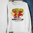 Robbie Fox Wearing Cleveland Wmms Loo7 Fm For Those About To Rock We Salute You Sweatshirt Gifts for Old Women