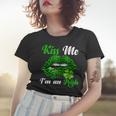 Funny Joke Im An Irish St Patricks Day Lips With Clover Women T-shirt Gifts for Her