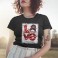 Funny Love Messy Bun Teacher Life Valentines Day Matching V2 Women T-shirt Gifts for Her