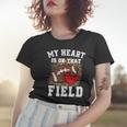 Funny My Heart Is On That Field Football Mom Leopard Women T-shirt Gifts for Her