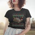 Russische Schildkröte Weihnachts-Frauen Tshirt, Hässliches Rentier-Motiv Geschenke für Sie