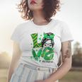 Funny Icu Nurse St Patricks Day Love Nurse Life Messy Bun Women T-shirt Gifts for Her
