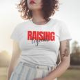 Raising Legends Slogan Frauen Tshirt, Weiß mit Rotem Text Geschenke für Sie