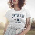 Sister Bay Wisconsin Wi Vintage Athletic Navy Sports Design Women T-shirt Gifts for Her